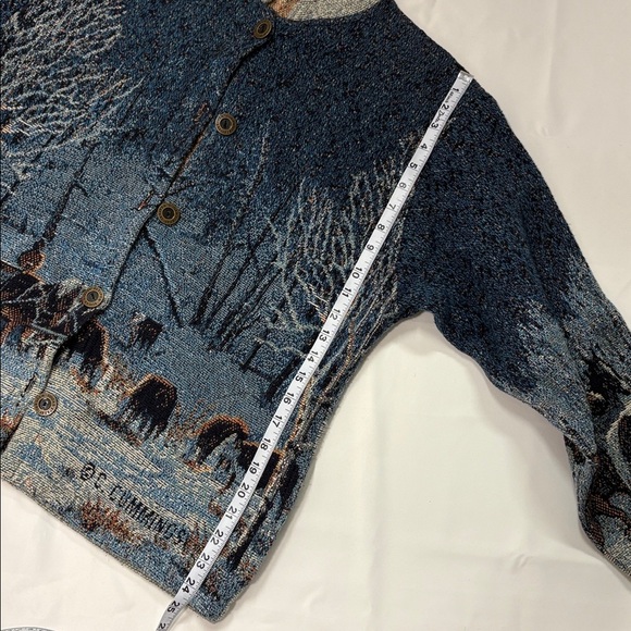 Vintage SUGAR  STREET Weavers Jacket Women’s Large Winter Snow Tapestry Blue. - Picture 10 of 13